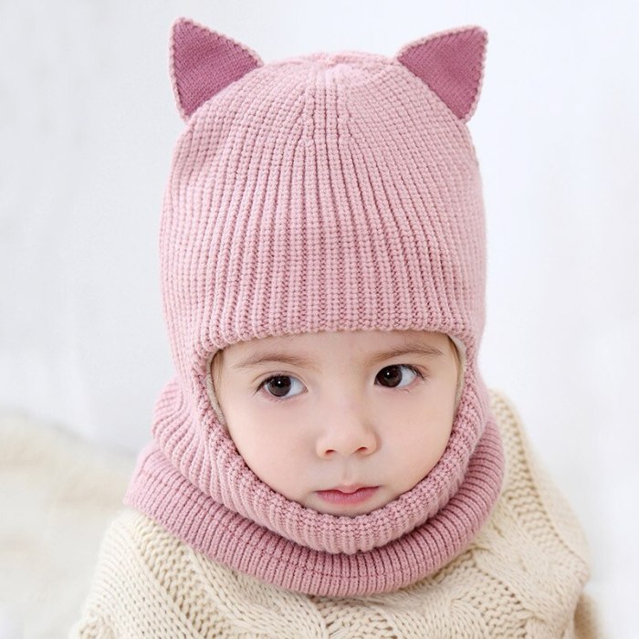 Autumn Winter Baby Hat for Boy Plus Velvet Thickern Windproof Cap Kids One-piece Neck Protector Face Hat for Girls Children Hats