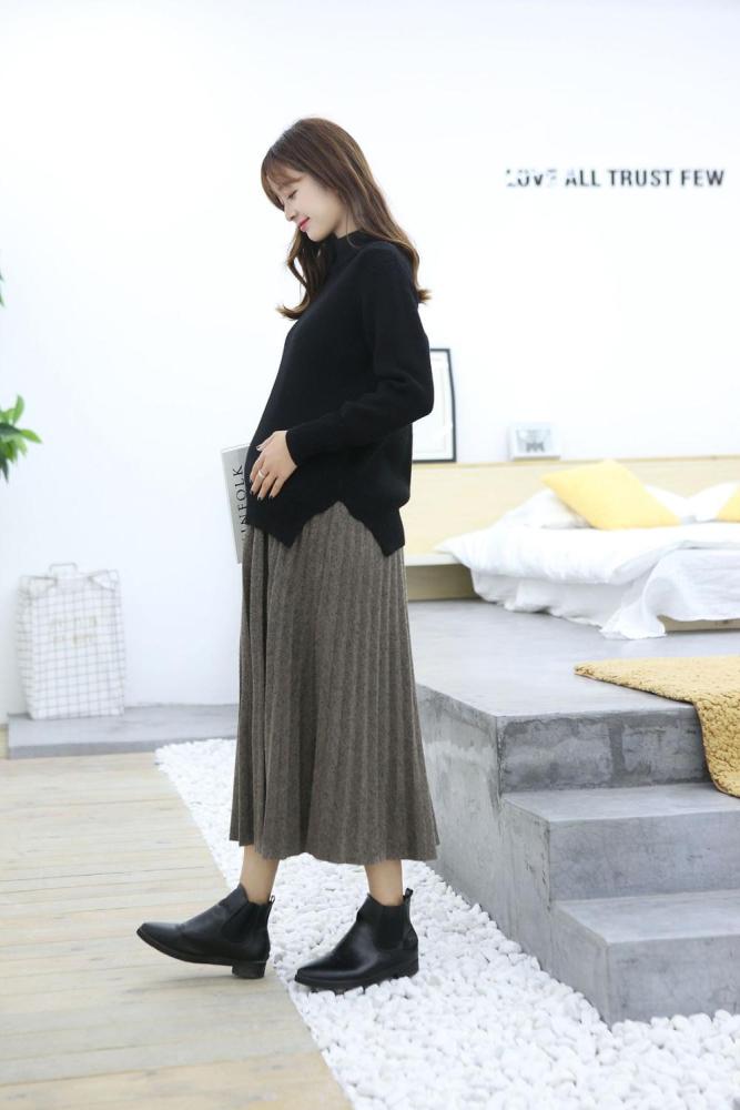 Maternity Skirts Pregnancy clothes Casual  Womens Modal Long Skirt Fold Loose Fit Pleated Belly Supports Skirt Soft Fabric