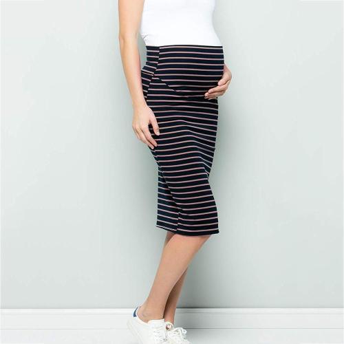 Maternity Comfort High Waisted Tummy Stripe Pencil Skirt Women Maternity Skirt corset striped for pregnant woman clothes