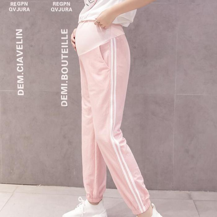 Spring Summer Fashion Maternity Jogger Pants Elastic Waist Belly Pants Clothes for Pregnant Women Thin Pregnancy Trousers