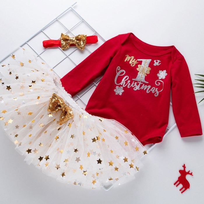 Toddler Girl Fall Boutique Clothes 2020 Christmas Day Long-sleeved Tops Net Yarn Star Romper Tutu Dress