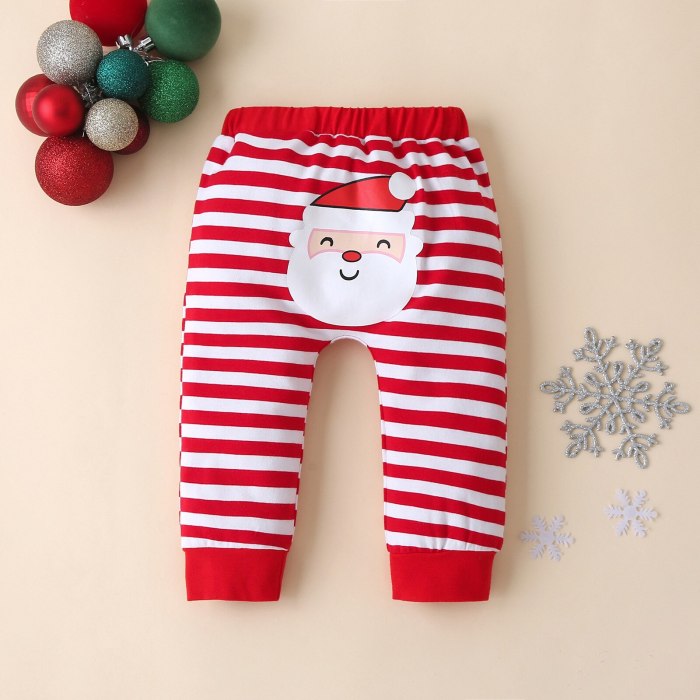 My First Christmas Newborn Baby Christmas Cartoon Print Patchwork Romper +striped Pants Set 3-24m Baby Clothes