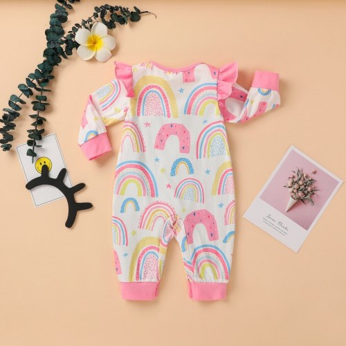 Baby Romper Long Sleeve Fashion Newborn Infant Baby Boys Girls Rainbow Tie Dyed Romper Jumpsuit Outfits Baby Winter Romper