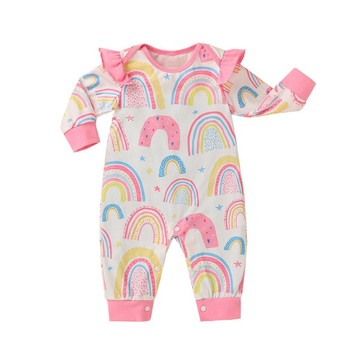 Baby Romper Long Sleeve Fashion Newborn Infant Baby Boys Girls Rainbow Tie Dyed Romper Jumpsuit Outfits Baby Winter Romper