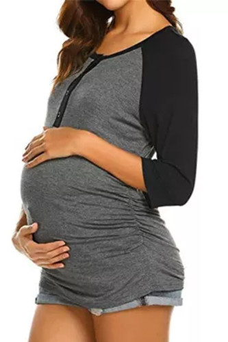 Postpartum women's T-shirts style Splicing breast-feeding pregnant women's T-shirts