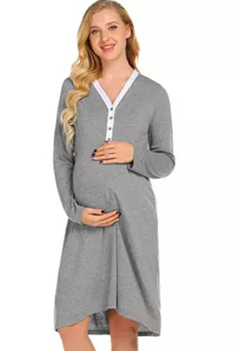 Maternity Nursing Robe Nightgowns Breastfeeding Gown Dress
