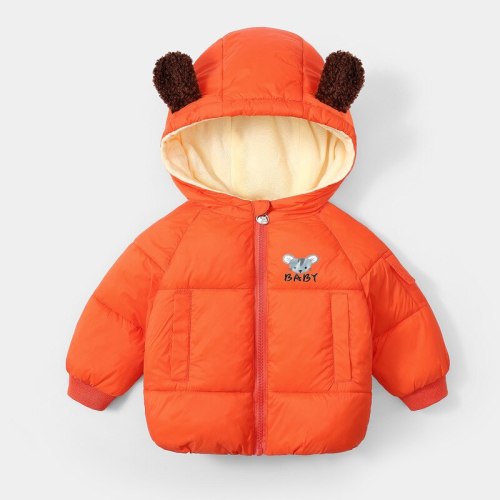 Winter Baby Cartoon Mouse Plus Velvet Children Jacket  Parka Toddler Outwear
