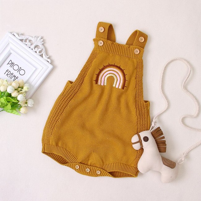 New Baby Rainbow Strap Knitted Jumpsuit Boys Triangle Romper