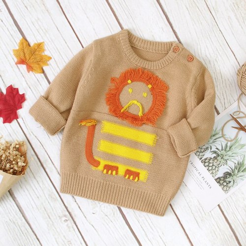 2020 Autumn Winter Children's Clothing New Kids Little Lion Long-sleeved Sweater Baby Cartoon Pullover Sweater