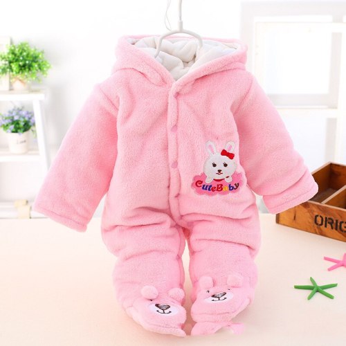 Infant Casual Romper Winter New Baby Boy Coral Fleece Thickened Outer Clothes Romper