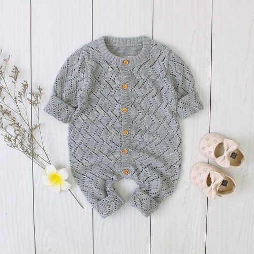 2020 New Winter Baby Clothes Hollow Solid Color Fashion Girls Jumpsuit Boys Cute Rompers Children Clothing