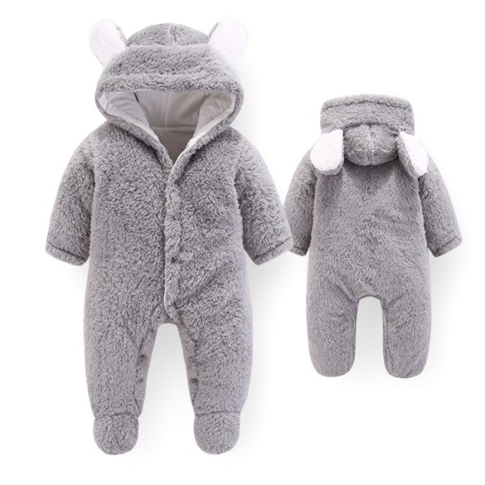 Newborn Baby Outing Clothing 2020 Autumn Winter New Cartoon Baby Romper Kids Flannel Hood Thickened Romper