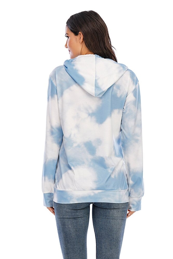 Autumn Hooded Tie-dyed Sweater Nursing Pregnant Women Loose Top Maternity Breastfeeding Hoodie  Pregnancy Clothes