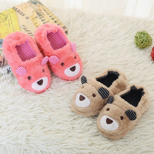 Cartoon Baby Slippers Toddler Infant Warm Shoes Boys Girls Soft-Soled Slippers Kids Fur Slides Slippers