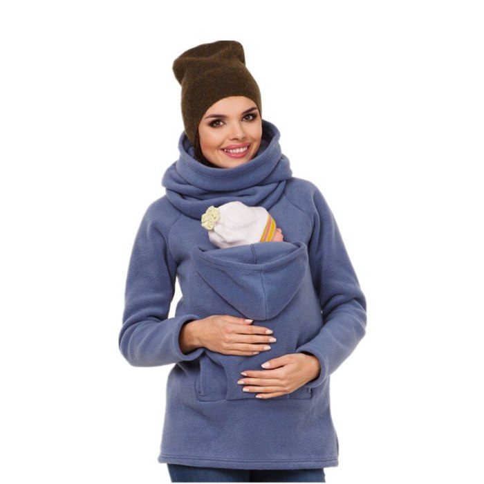 Functional Mother Kangaroo Sweater Autumn Winter Maternity Women 's Clothing Thickened Pregnancy Wearing Coat