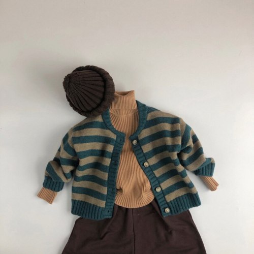 2021 Spring Kids Sweaters Striped Boys Cardigans Single Breast Kids Pullover