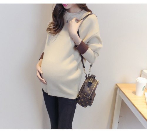 Autumn and winter new dress knit maternity sweater casual fashion solid color long-sleeve shirt base pregnant women sweater
