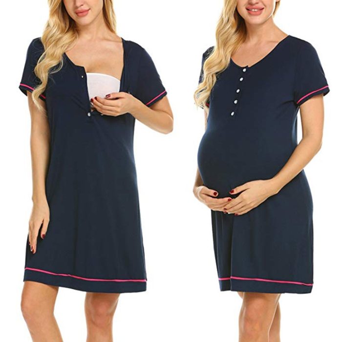 Maternity Nursing Pajamas Breastfeeding Dress Comfortable Shelf Multi-functional Maternity Dress