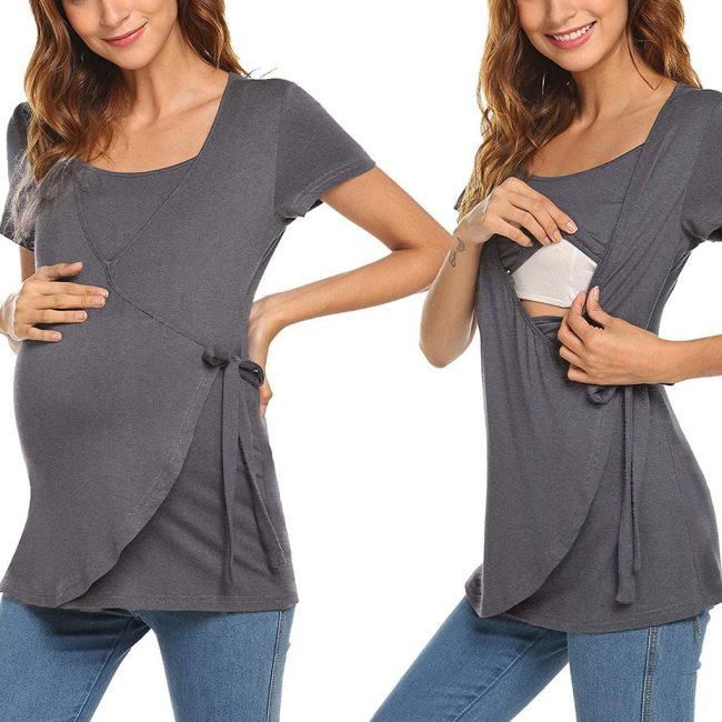 Women's multi-functional mother post-pregnancy breastfeeding stitching top comfortable maternity Tops