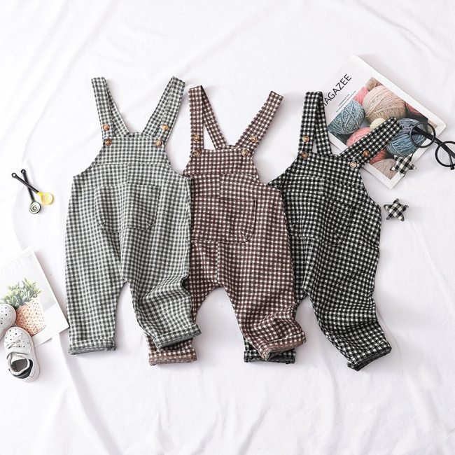 Baby Boy Clothes Autumn Toddler Girl Jumpsuit Cotton Baby Boy Plaid Overalls Kids Girls Overalls Girl Knitted Pants