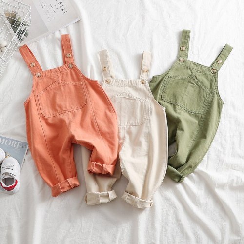 Toddler Girls Overalls Spring Autumn Fashion Jumpsuit for Girls 1 2 3 4 Years Baby Boys Pants Casual Pocket Kids Trousers