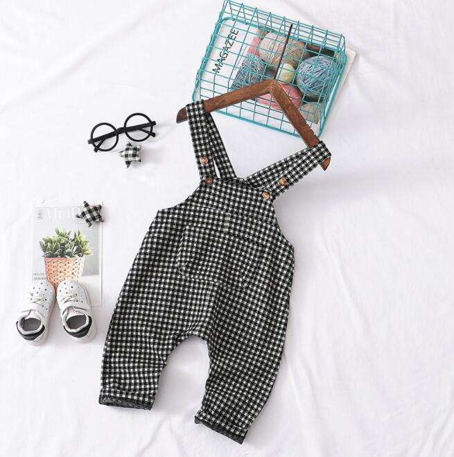 Fashion Kids Plaid Pants Spring/summer Cute Infant Baby Boys Clothes Big Pocket Baby Overalls Loose Casual Baby Suspender