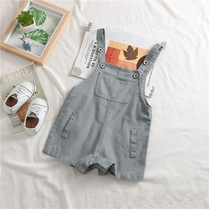 Summer Kids Strap Shorts New Linen Cotton Bebe Jumpsuit Shorts Loose Casual Baby Overalls