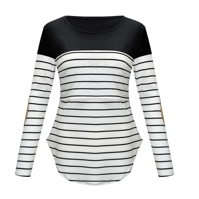 Women Maternity Long Sleeve Striped Nursing Tops T-shirt For Breastfeeding T-Shirts for Pregnant Women Maternity Clothes
