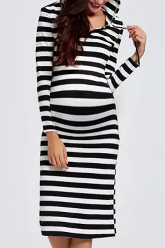 Maternity Fashion Striped Long Sleeve Dress