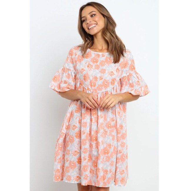 Summer Floral Printed Boho Dress Women RRetro Clothes Women Vintage Casual Loose Maternity Dress