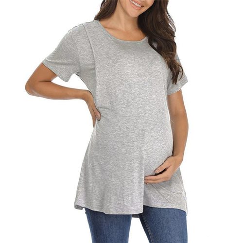 Summer Short Sleeve Maternity T-Shirts Women Striped Nursing T-Shirt For Pregnant Women O Neck Casual Tops Groseesee Plus Size