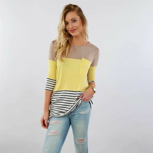 Casual Striped Women Long Sleeve Maternity Tops Breastfeeding Tops Ladies T-Shirt Loose Pregnancy Loose Clothes T Shirt
