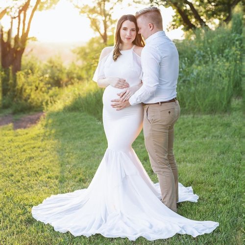Maternity Photography Props Maternity Dresses Off-the-Shoulder for Photo Shoots