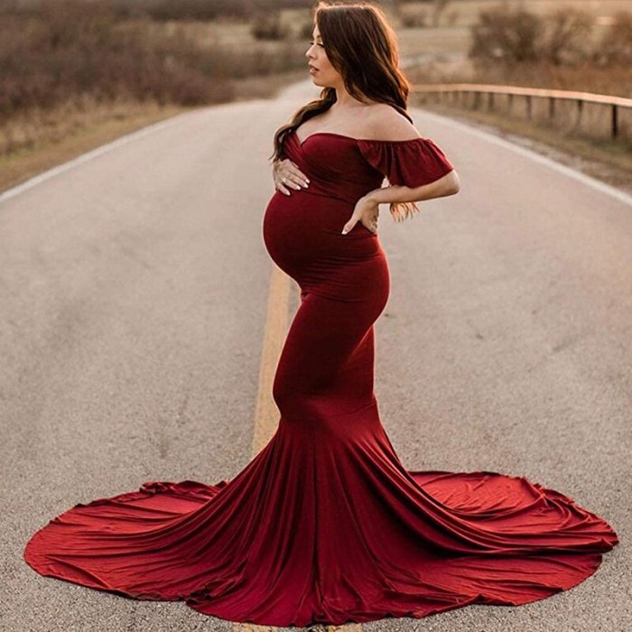 Ruffled Sleeve Pregnancy Dress Photography Props Maternity Maxi Gown Dresses