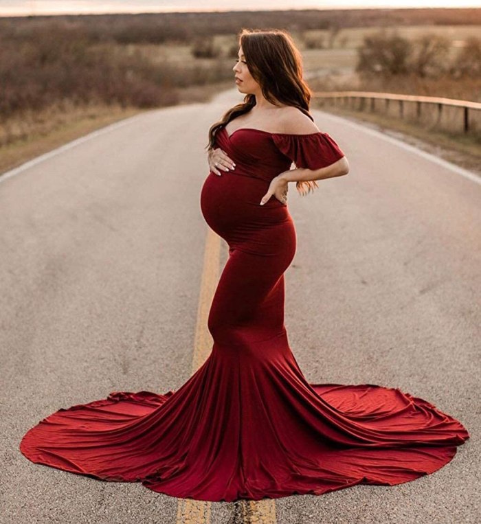 Ruffled Sleeve Pregnancy Dress Photography Props Maternity Maxi Gown Dresses
