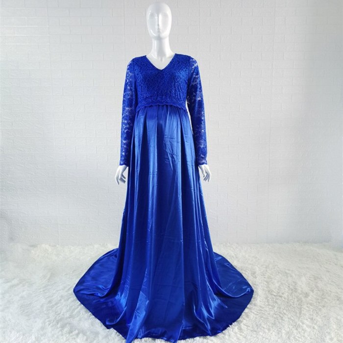 2021 Silk Maternity Photography Long Dresses Baby Shower Party Dress  Long Train Lace Pregnant Woman Dress For Photo Shoot