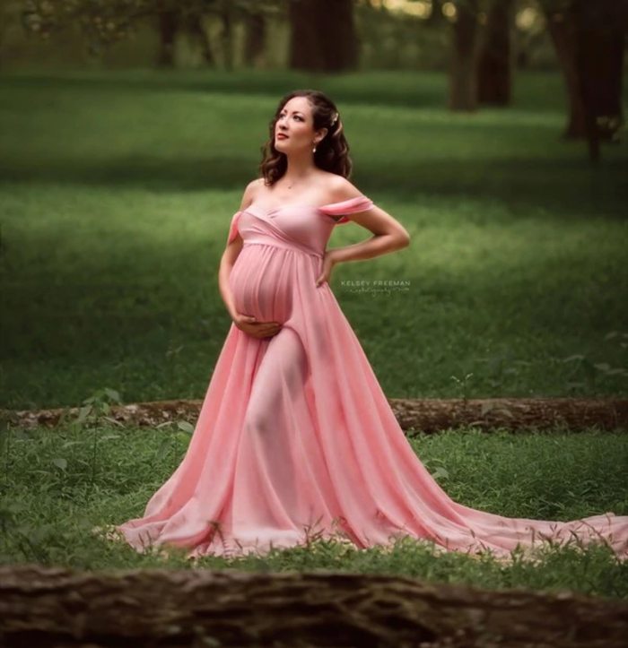 Sexy Maternity Dresses Chiffon Long Dress Split Open Front  V-neck Pregnancy Dress Photography Prop Maxi Gown For Women Clothes