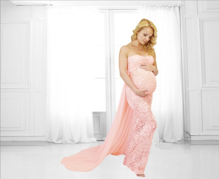 Pregnancy Dresses Maternity Photography Props Clothes For Pregnant Women Shoulderless Tailed Maternity Dresses For Photo Shoot