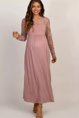 Autumn Lace Pregnancy Dress Long Sleeve Maternity Gown Nursing Dresses Pregnant  Baby Showers