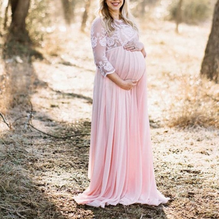 Lace Maternity Dresses for Photo Shoot Sexy Gown Pregnancy Clothes Baby Showers Party Sexy Pregnant Woman Maxi Gown Dresses