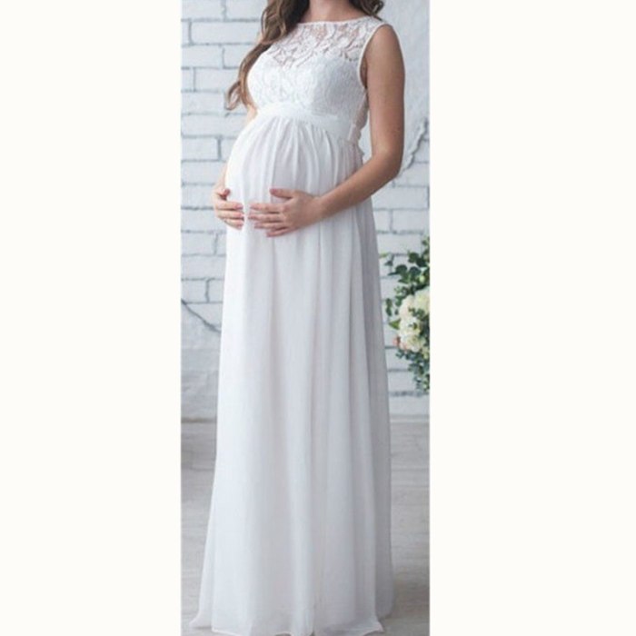 Pregnant Women Dress Spring Summer Autumn Long Sleeve Lace Sheer Maternity Gown Maxi Dress Photography Props