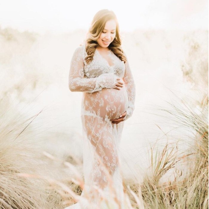 Maternity Photography Props Pregnancy Clothes Lace Maternity Gown Dress Fancy Shooting Photo Summer Pregnant Dress