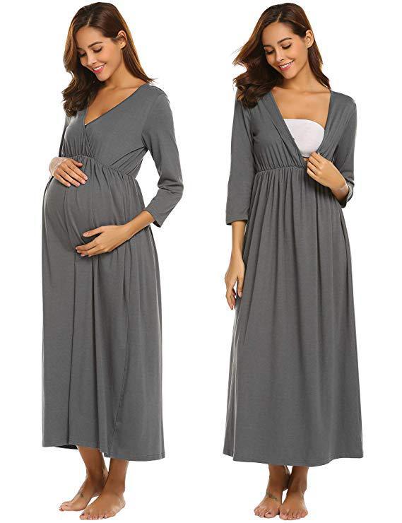 Breastfeeding Nightgown  Dress nursing nightgown for hospital maternidad maternity sleepwear