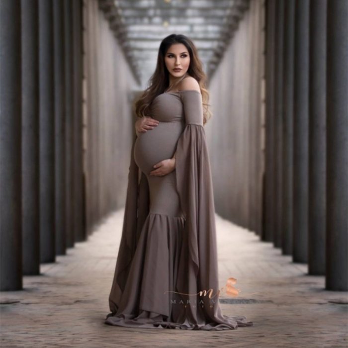 2021 Maternity Photo Shoot Long Dresses  Baby Shower Dresses Stretchy Pregnant Woman Photography Props Long Dress