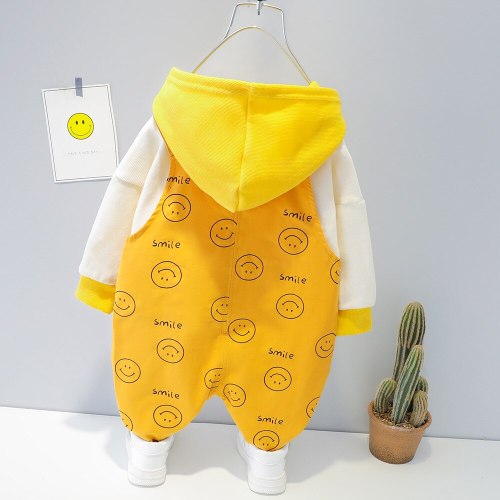 Spring Hooded Baby Suit Newborn Boy Cartoon Hoodies+Strap Trousers Two Piece Sport Toddler Baby Set Pullover Casual Boys Outfits