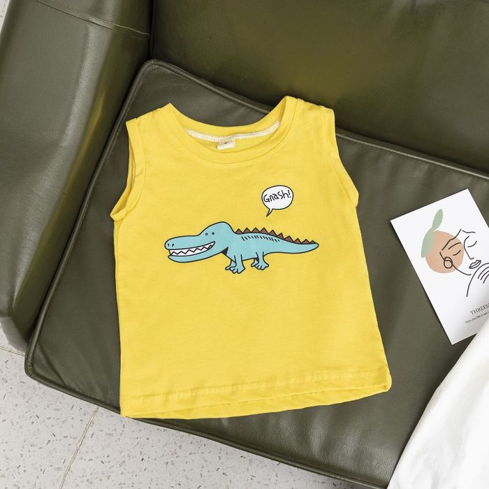 2021 Kids' Waistcoat T-shirt of Boys  Summer Baby's Top Cartoon Sleeveless Boy Handsome Short-Sleeved Clothes