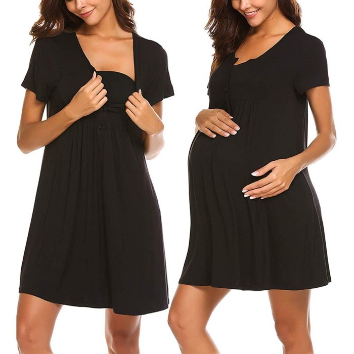 Pregnancy Dress Maternity Short Sleeve O-neck Nursing Dresses for Breastfeeding Summer Solid Mini Maternal Pregnancy Dress