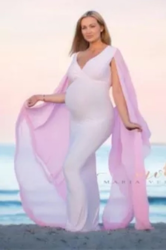 Sexy Shawl Maternity Shoot Photography Dress For Baby Shower