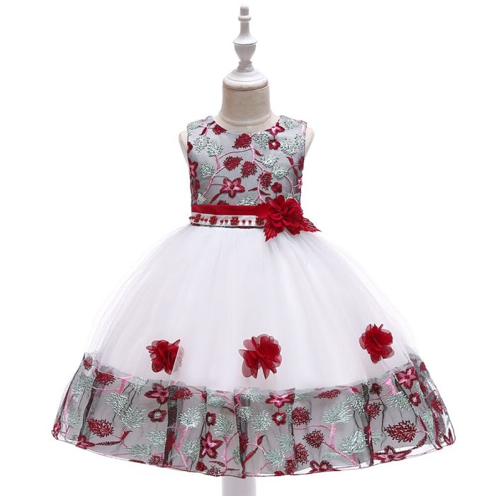 Retail Girl Elegant Flower Birthday Party Dress Children Girl Dress For 3-8 Years Kids Girl Wedding Dress Princess