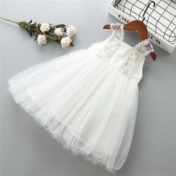 2021 new summer bow flower Embroidery kid children girl clothing party formal princess dress